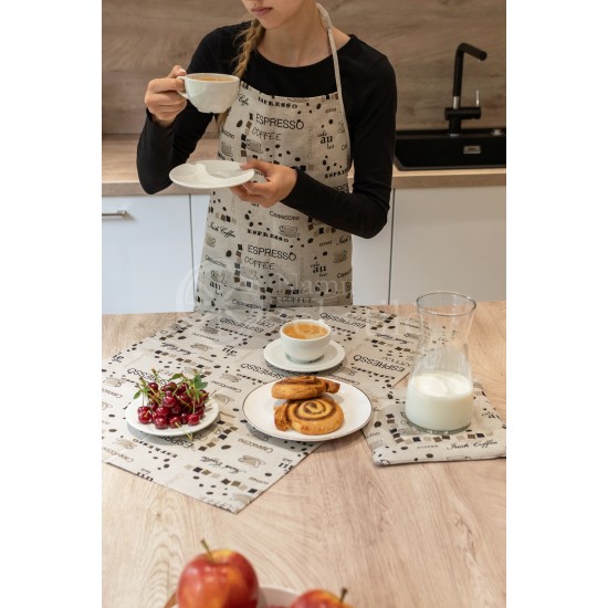 Printed half linen tray for hot pot "Coffee"